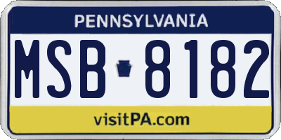 PA license plate MSB8182