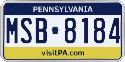 PA license plate MSB8184