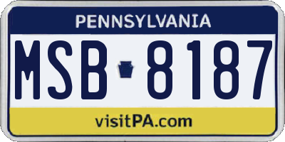 PA license plate MSB8187
