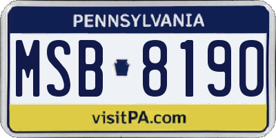 PA license plate MSB8190