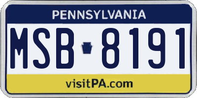 PA license plate MSB8191