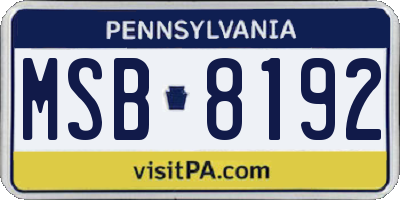 PA license plate MSB8192