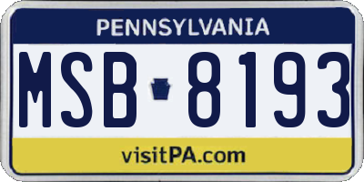 PA license plate MSB8193