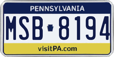 PA license plate MSB8194