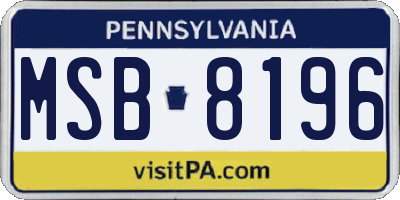 PA license plate MSB8196
