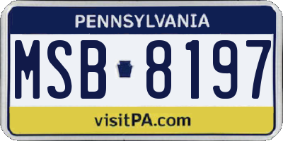 PA license plate MSB8197