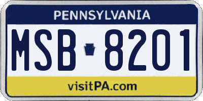 PA license plate MSB8201