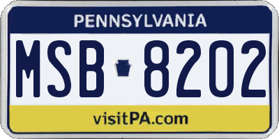 PA license plate MSB8202