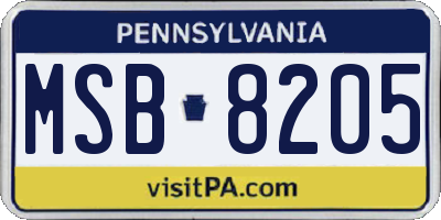 PA license plate MSB8205
