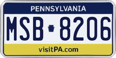 PA license plate MSB8206