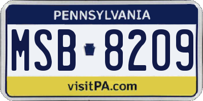 PA license plate MSB8209