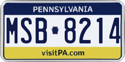 PA license plate MSB8214