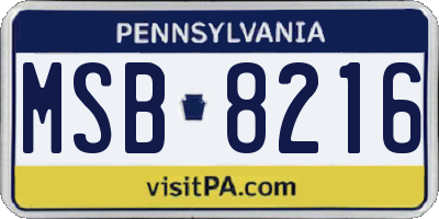 PA license plate MSB8216