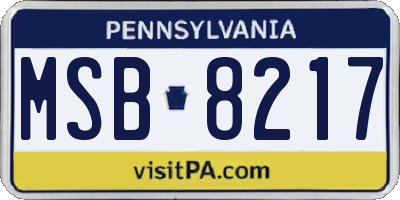 PA license plate MSB8217