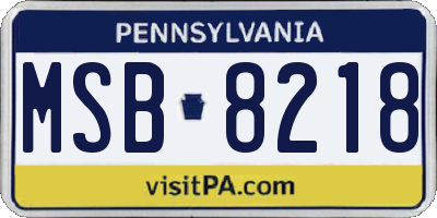 PA license plate MSB8218