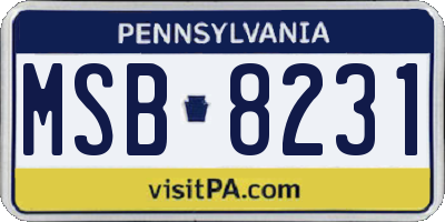 PA license plate MSB8231