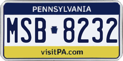 PA license plate MSB8232