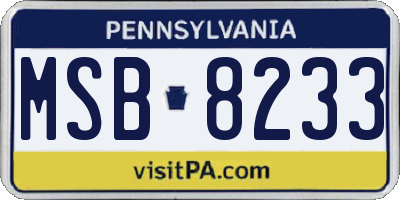 PA license plate MSB8233