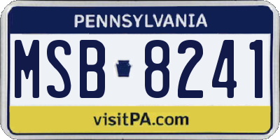 PA license plate MSB8241