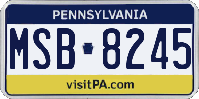 PA license plate MSB8245