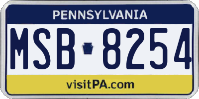 PA license plate MSB8254
