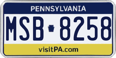 PA license plate MSB8258