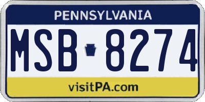 PA license plate MSB8274