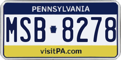 PA license plate MSB8278