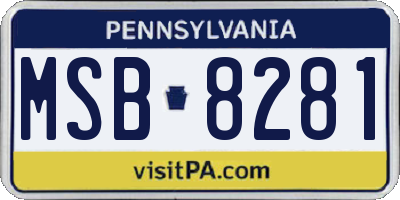 PA license plate MSB8281