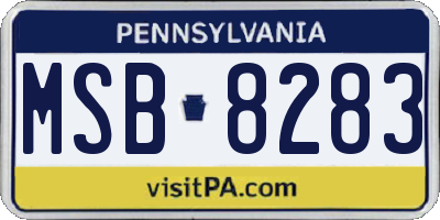 PA license plate MSB8283