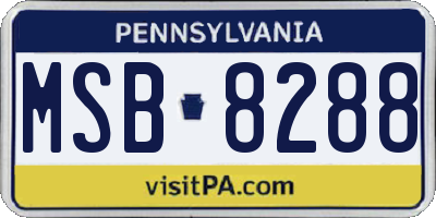PA license plate MSB8288
