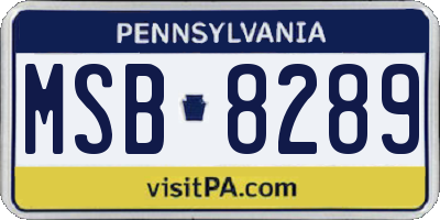 PA license plate MSB8289