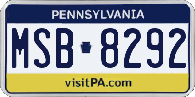 PA license plate MSB8292