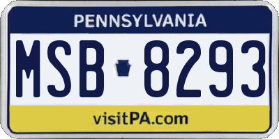 PA license plate MSB8293