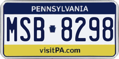 PA license plate MSB8298
