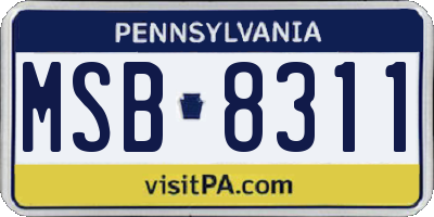 PA license plate MSB8311