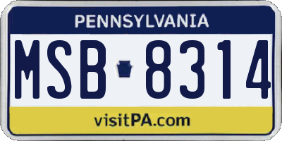 PA license plate MSB8314