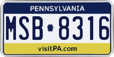 PA license plate MSB8316