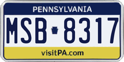 PA license plate MSB8317
