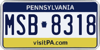 PA license plate MSB8318