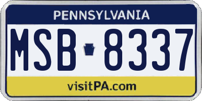 PA license plate MSB8337