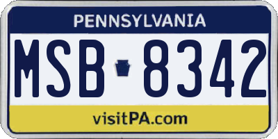 PA license plate MSB8342
