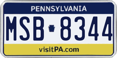 PA license plate MSB8344