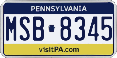 PA license plate MSB8345