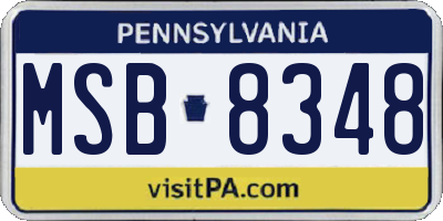 PA license plate MSB8348