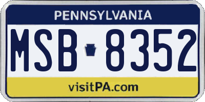 PA license plate MSB8352