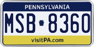 PA license plate MSB8360