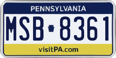 PA license plate MSB8361