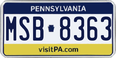 PA license plate MSB8363