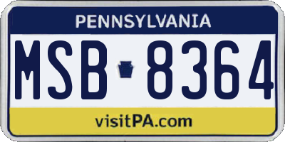 PA license plate MSB8364